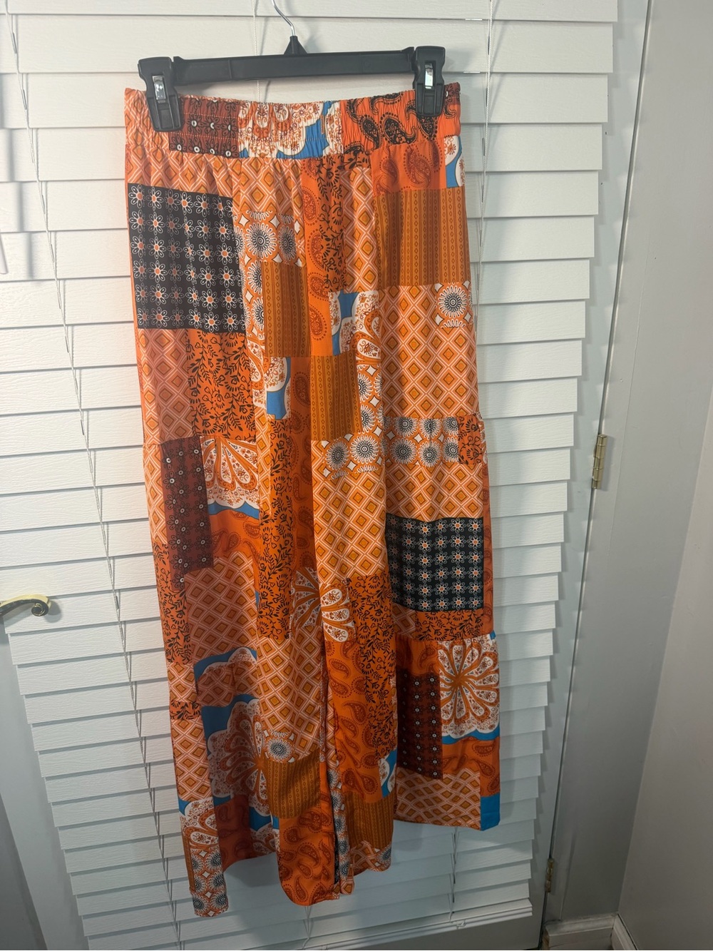 Women’s Orange Patchwork Maxi Skirt